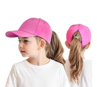 HERUAI Gorra de béisbol para niños de 3 a 8 años con cola de caballo ajustable con protección UV para verano, sombrero de golf con visera para el sol, gorra de tenis, hot pink, Talla única