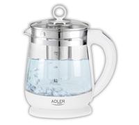 Hervidor Adler 1,5L control temperatura vidrio filtro acero AD 1299