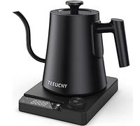 Hervidor Agua Eléctrico, TEEUCNY Hervidor de Cuello de Cisne de Acero Inoxidable, Hervidor con Ajuste Temperatura para Café y Té Hechos a Mano, Pantalla LED, Función Mantener Caliente, 1200W, 1L