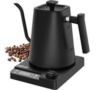 Hervidor Agua Eléctrico,Tetera Gooseneck,Pour Over Kettle & Coffee Kettle,100% Acero Inoxidable,Calentamiento Rápido de 1200W,1 Litro, Negro