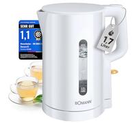 Hervidor Bomann de 1,7 L | 2200 W para un calentamiento rápido | Libre de BPA | Manejo con una sola mano | Indicador de nivel de agua | Protección contra sobrecalentamiento | WK 6090 CB blanco