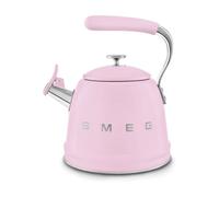 Smeg, Hervidor Sibilante WKF01PK, de acero inoxidable, capacidad 2,3 L, tapa extraíble y boquilla dosificadora, compatible con inducción, rosa