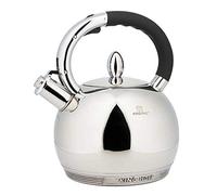 Hervidor de acero inoxidable con acabado satinado, apto para uso en cocinas de inducción, cerámica, eléctricas y de gas, acero inoxidable, color plateado y negro, diseño 6