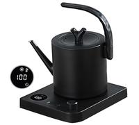 Hervidor de Acero Inoxidable con Ajuste de Temperatura, Hervidor Cuello de Cisne 1L, Tetera 1000W, Base 360°, Anti-Quemadura Inteligente, Apagado Automático por Alta Temperatura, Negro