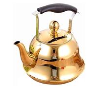 Hervidor de acero inoxidable con silbato para estufa, tetera silbante, tetera con silbido, tetera con mango portátil, hervidor de agua para hervir con silbato (dorado)