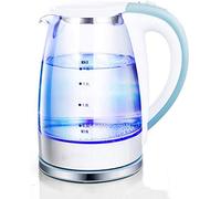 Hervidor de Acero Inoxidable de Vidrio de Tetera eléctrica 1.8L - Hervir rápido silencioso con 1850 W Elemento de ebullición de ebullición - Jug iluminada Jug Dry Burning Automatic Defin Aqiong