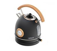Hervidor de Agua Caprizze Nara 2200 W de Acero Inoxidable con Termómetro Integrado Capacidad 1.8 L Negro Mate y Efecto Madera