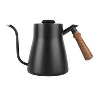 Hervidor de agua con termómetro, Cuello de cisne de la tetera del café del goteo del acero inoxidable 850ml con la manija de madera