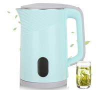 Hervidor de agua de 2,3 L, 1500 W, hervidor de agua eléctrico, calentador de agua de viaje, hervidor de agua eléctrico, portátil, camping, acero inoxidable, tetera para té, café (azul)