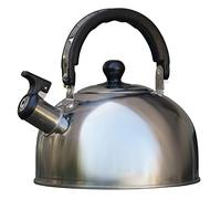 Hervidor de agua, de acero inoxidable, 2 litros de capacidad, cocina de gas, cocina eléctrica, hornillo de gas, hornillo de camping, barbacoa retro, color plateado