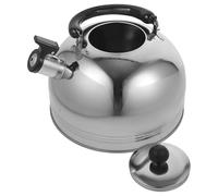 Hervidor de Agua de Acero Inoxidable Silbato, Plata | Base Plana, Asa Aislante y Boquilla Ancha, Apto para Inducción y Cocina Profesional