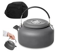 Hervidor de agua de camping de 1,4 L, hervidor de agua, hervidor de té de aluminio, hervidor de agua portátil con mango anticalor, tetera para exteriores, con bolsa de almacenamiento para interior