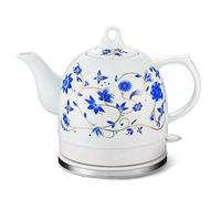 Hervidor de agua de cerámica, tetera inalámbrica de 1,2 litros, apagado automático inalámbrico, cocción rápida, té de preparación rápida, sopa de café, oficina, hogar, estilo vintage, visión de luna