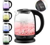 Hervidor de agua de cristal con ajuste de temperatura 1,7 L, iluminación LED ...