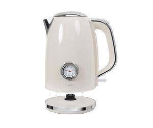 Hervidor de agua de estilo retro Nostalgia 170, 1850-2200 W, 1.7 l, caja de acero inoxidable, indicador de nivel de agua, pantalla de temperatura del agua, apagado automático, inalámbrico de 360°