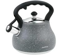 Hervidor de agua de mármol gris silbato hervidor de agua para cocina de gas, inducción y todo tipo de fogones, 2,7 L