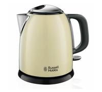 Russell Hobbs Hervidor de Agua Eléctrico Colours Plus - 1 litro, Hervidor Pequeño, 2400 W, Filtro Extraíble, Zona de Ebullición Rápida, Base de 360°, Indicador Nivel de Agua, Inox., Crema - 24994-70