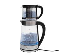 Hervidor de agua eléctrico de cristal, hervidor de agua caliente portátil, con 2,5 L + 1 L, tetera indicadora y filtro de té, para preparar café, té suelto, bolsitas de té