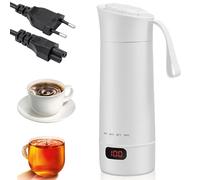 Hervidor de agua eléctrico de viaje, 400 ml, mini taza de agua eléctrica portátil, pequeña cadena eléctrica sin BPA, revestimiento de acero inoxidable 304, 4 niveles de temperatura ajustables con