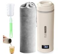 Hervidor de agua eléctrico de viaje pequeño, 500 ml, hervidor de agua para coche, acero inoxidable 316, tetera, taza calefactora portátil, cierre automático para café, té, leche de bebé, camping