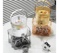 Hervidor de agua fría resistente a fugas con grifo para 3 5L/5L, incluye placa de filtro extraíble para dispensar jugo de trozos, apto para uso en refrigerador (blanco 5L)