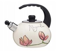 KADAX Hervidor de Agua 2.2L, Tetera de Acero Esmaltado con Silbato para Cocina de Gas y Inducción, Ideal para Té, Café y Bebidas Calientes (Hojas)