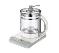 Hervidor de agua multifuncional de vidrio de borosilicato: electrodoméstico totalmente automático for cocinar al vapor y a fuego lento.(Grayish white)