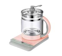 Hervidor de agua multifuncional de vidrio de borosilicato: electrodoméstico totalmente automático for cocinar al vapor y a fuego lento.(Grayish pink)