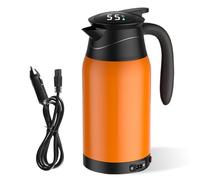 Hervidor de Agua para Coche 12V, 1000 ml Hervidor de Agua Electrico para Coche Hervidor de Agua Viaje de Acero Inoxidable Portátil y a Prueba de Fugas con Indicador de Temperatura