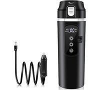 Hervidor de agua para coche, vaso calefactor de 500 ml, hervidor de agua de viaje, 12 V, mini café eléctrico de hasta 100 ℃, control de temperatura variable para camiones y camping