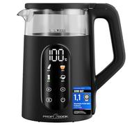 Hervidor de agua ProfiCook con control de temperatura | 40-100 °C | 1,7 l | Función de inicio rápido | 2200 W | Recipiente de vidrio con aislamiento térmico | PC WK 1328 G