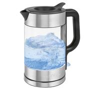 Hervidor de agua ProfiCook de cristal | 1,7 l | 2200 W | iluminado | sin BPA | manejo con una sola mano | base de 360° | enrollador de cable | carcasa de acero inoxidable | PC WK 1322 acero inoxidable