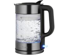 Hervidor de agua ProfiCook de cristal | 1,7 l | 2200 W | iluminado | sin BPA | manejo con una sola mano | base giratoria 360° | enrollador de cable | carcasa de acero inoxidable | PC WK 1322 negro