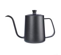 Hervidor de café de acero inoxidable, cuello de cisne para verter sobre el hervidor de café, con boquilla larga y estrecha para un vertido preciso (L-400 ml negro)