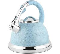 Hervidor de camping con silbato, Hervidor rápido de la infusión multicolora 2 inducción del gas silbido tetera 304 SS 3.5L(Blue-)