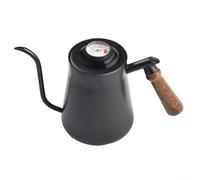 Hervidor de cuello de cisne con control de temperatura para verter sobre café con boquilla estrecha, construcción de acero inoxidable para uso doméstico y cafetería (650 ml, negro)