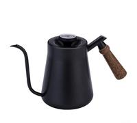 Hervidor de goteo de café con cuello de cisne, tetera de acero inoxidable de 650/850 ml, boquilla de vertido precisa, termómetro integrado (850 ml, negro)