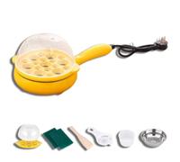 Hervidor de huevos eléctrico 2 en 1, máquina de caldera de sartén automática antiadherente para huevos para el dormitorio del hogar que una variedad de platos (Amarilla)