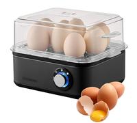 Hervidor de huevos para 1 a 8 huevos, función de mantenimiento del calor, hervidor eléctrico de acero inoxidable de 500 W, 3 grados de dureza, libre de BPA y apto para lavavajillas, interruptor