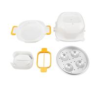 Hervidor de huevos para microondas de doble uso: cocción al vapor y corte; hervidor de huevos para microondas de 4 cavidades; escalfador de huevos rápido para el hogar, con juego