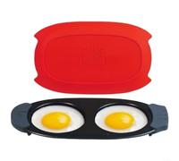 Hervidor de huevos rápido para microondas con tecnología patentada, resistente al calor a 260 °C, cámaras dobles para huevos fritos y huevos revueltos, silicona antiadherente, fácil de limpiar,