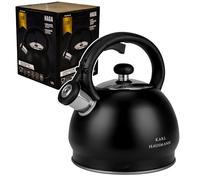 Hervidor de inducción, tetera silbante, todo tipo de fuegos, 1,8 L, tetera de acero inoxidable, mango frío al tacto, para té café, vitrocerámica, gas, cocina eléctrica, negra...