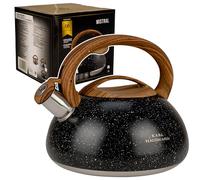 Hervidor de inducción, tetera silbante, todo tipo de fuegos, 3 L, tetera de acero inoxidable, mango frío al tacto, para té café, vitrocerámica, gas, cocina eléctrica, negra...