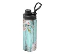 Hervidor de moda floral con puerta de granero, 18 onzas, hervidor deportivo aislado, hervidor al aire libre, hervidor de acero inoxidable, hervidor de protección del medio ambiente.