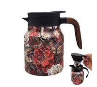 Hervidor de té aislado - Tetera con estampado de flores y hojas | Tetera vintage aislada | Hervidor de té multiusos de 1000 ml | Hervidor de café impreso | Tetera doméstica para cocina, hogar