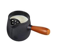 Hervidor de té de hierro - Olla de ebullición de hierro vintage de 0,6 l, ergonómica con mango de madera, hervidores duraderos resistentes a derrames, diseño resistente a la oxidación que mejor
