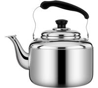 Hervidor de té de silbido de 4L/5L para la estufa de la estufa - Tetera de acero inoxidable de grado alimenticio para tapa de estufa con mango negro ergonómico para gas, inducción, estufas eléctricas