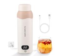 Hervidor de té eléctrico portátil pequeño con 6 controles de temperatura, acero inoxidable 316, caldera de agua pequeña de 450 ml, USB y calentador de agua enchufable con bolsa