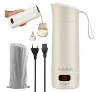 Hervidor de viaje de 400 ml, mini hervidor de viaje, portátil con termo calefactor, portátil eléctrico con control de temperatura, para té, café, leche para bebés