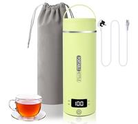 Hervidor de viaje Hervidor eléctrico pequeño de 0,5 litros para vacaciones, portátil, ligero, de acero inoxidable 316, potencia de 300 W, apagado automático para té/leche para bebés/café (verde)